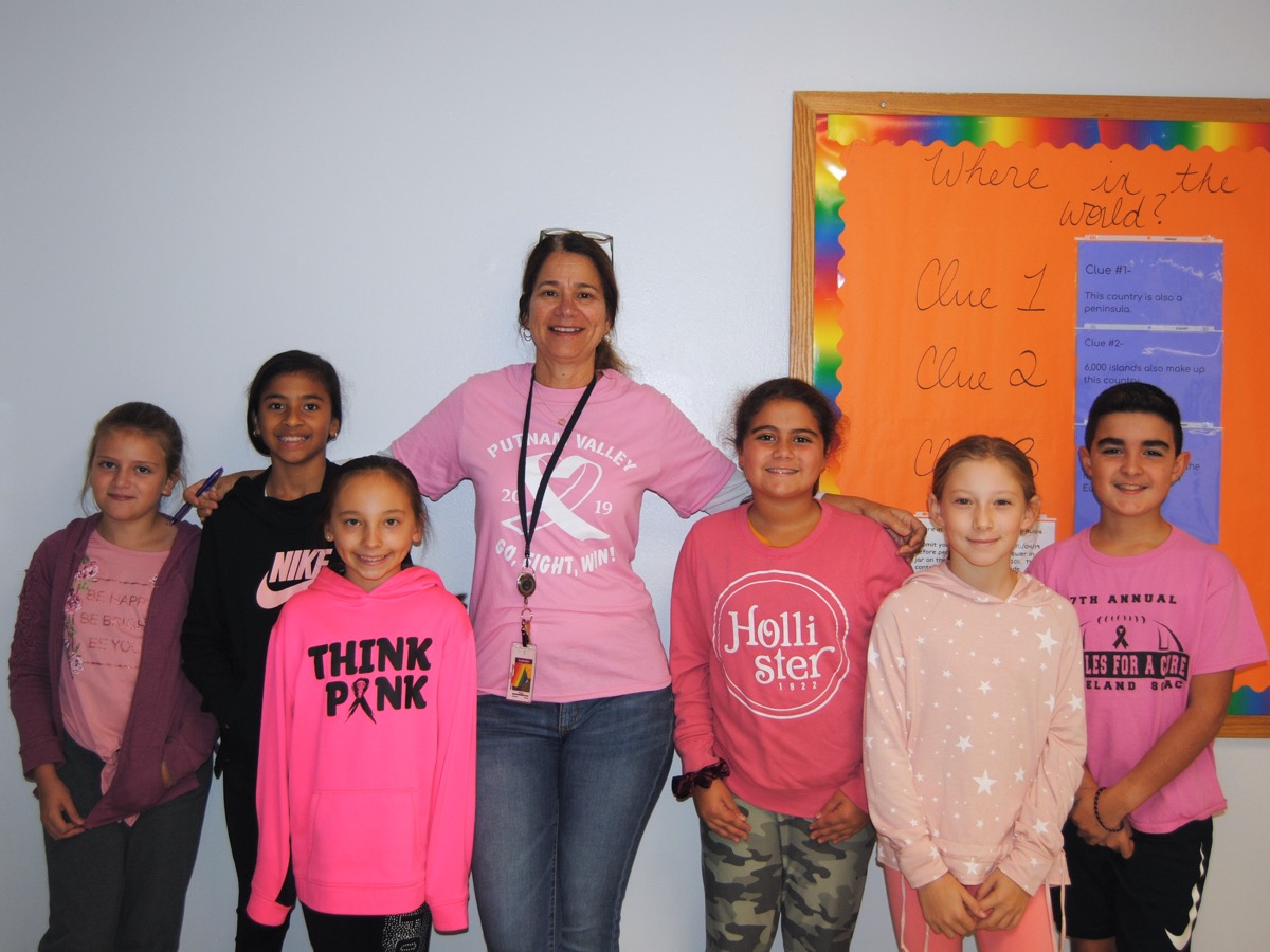 PVMS students and staff show their support to find a cure for Breast Cancer by wearing pink!