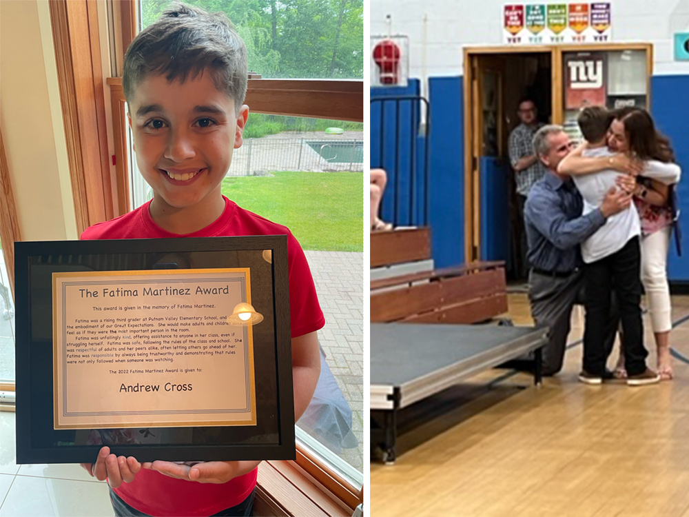 Congratulations to Fourth Grader, Andrew Cross, on receiving the Fatima Martinez Award. Andrew received this award based on his outstanding character, strong work ethic, and ability to overcome challenges, while always being kind, safe, respectful, and responsible. Congratulations, Andrew!