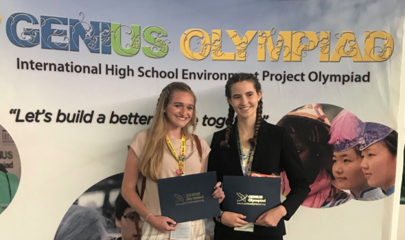 Genius Olympiad - 1200 competitors from 72 countries! Kaitlin Cohen brings home honorable Mention and Sarah Broas, 2nd Place!