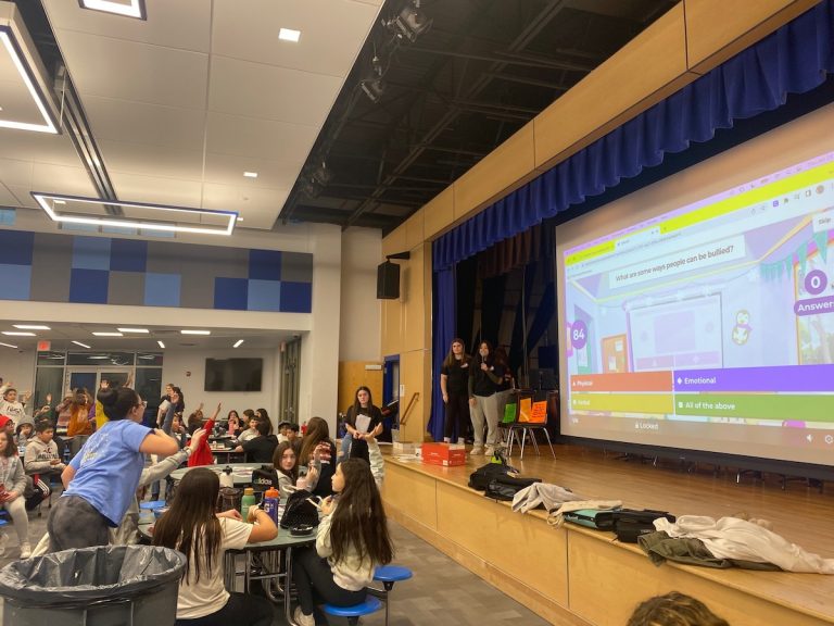 Ms. Penta and the SADD club came over from the high school to present on ways to spread kindness and the impacts of bullying and cyberbullying.