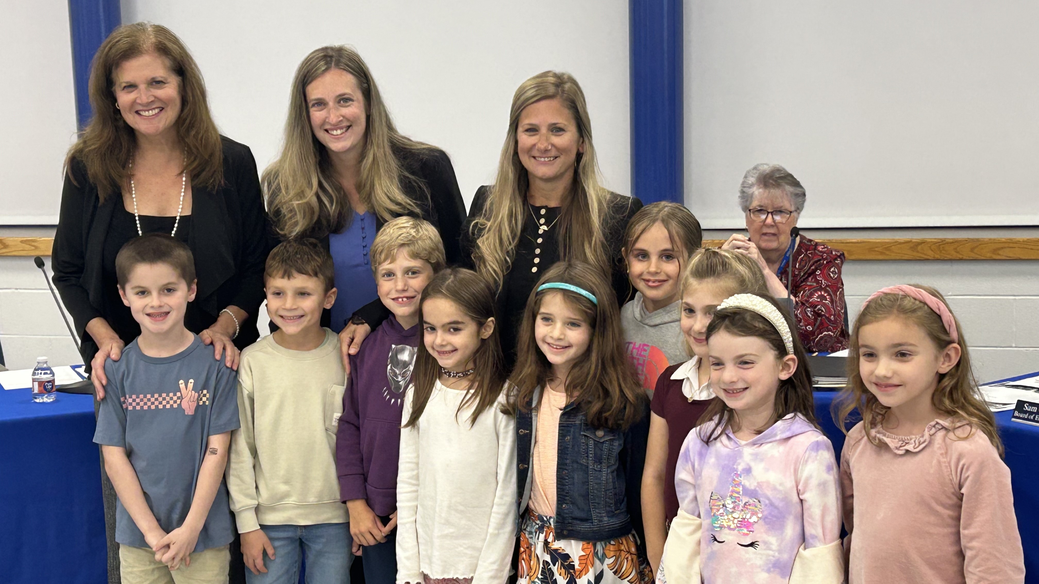 A Special Group of 1st Grade Presenters at our BOE meeting. Thank you to Mrs. McCarty and friends for this wonderful Heggerty presentation!