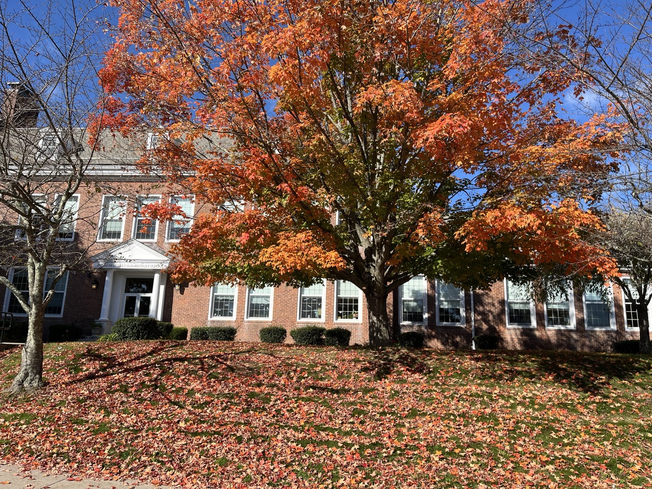 PVES Building with Autumn Leaves